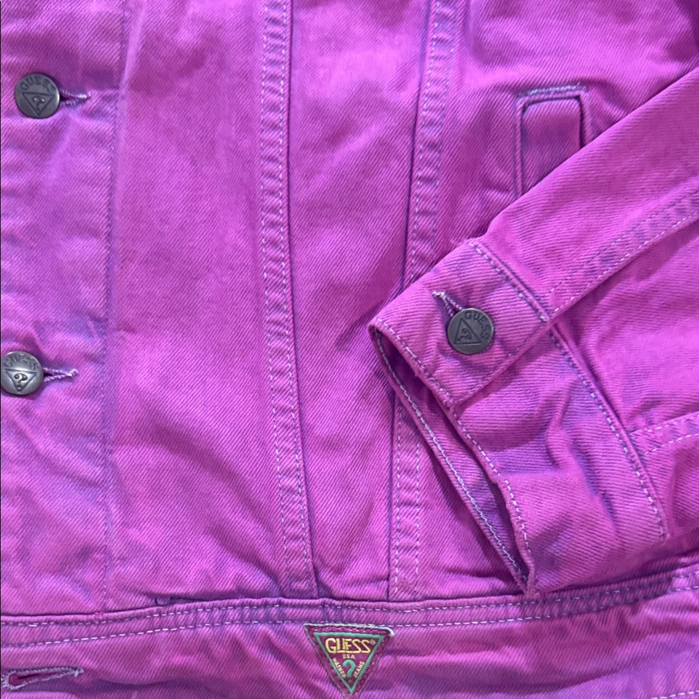 GUESS x Sean Wotherspoon Farmers Market Magenta Acid Wash Denim Jacket Large - Picture 6 of 8